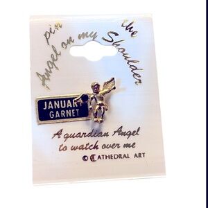 January Birthstone Garnet Guardian Angel Pin Cathedral Art